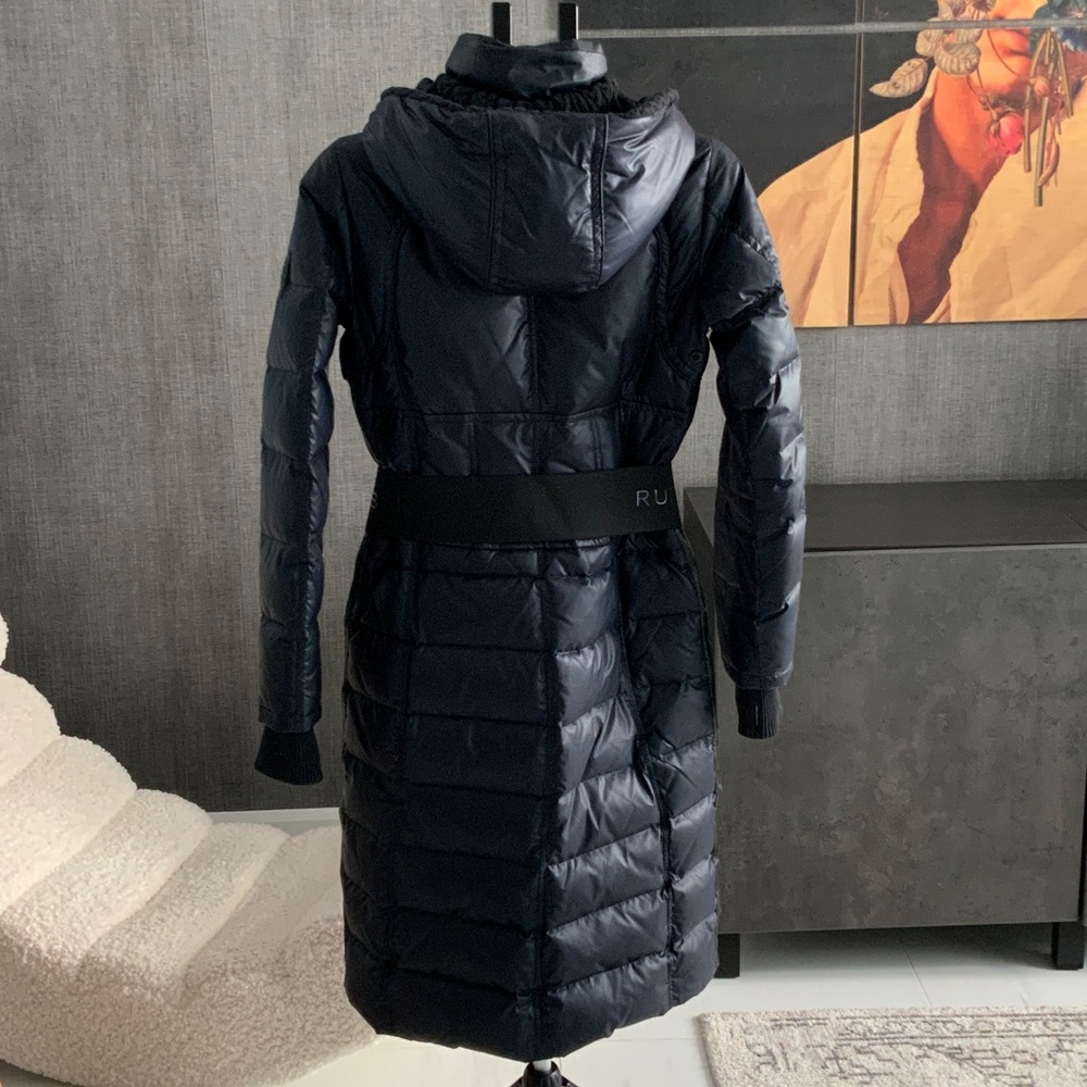 Rudsak Dark Navy long fitted quilted puffer coat size M - Picture 3 of 13